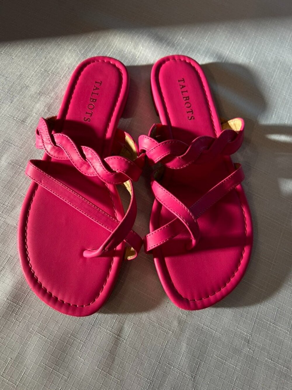 Talbots Hot Pink Braided Strappy Toe-Loop Slide Sandals - Women's Size 7M